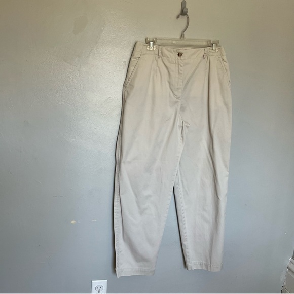 Talbots Chatham Fly Front Ankle Pants - Solid - Curvy Fit Beige XL Size 12 - Picture 4 of 12